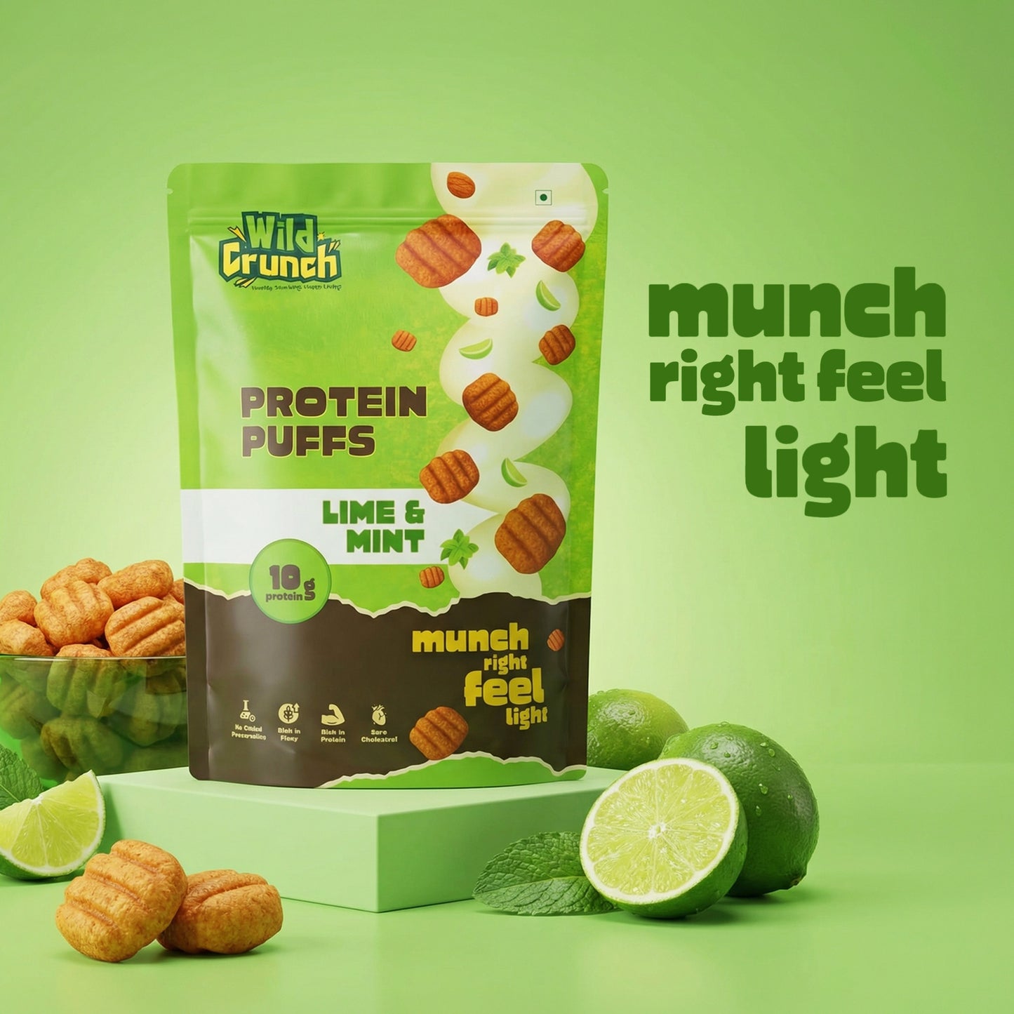 Lime Mint Protein Puffs — Tangy, Filling Crunch